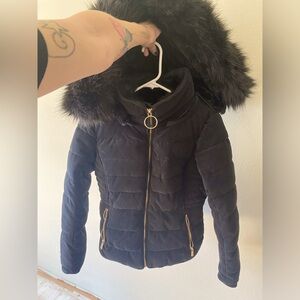 Heavy Black Fur Hooded Women's Jacket new without tags